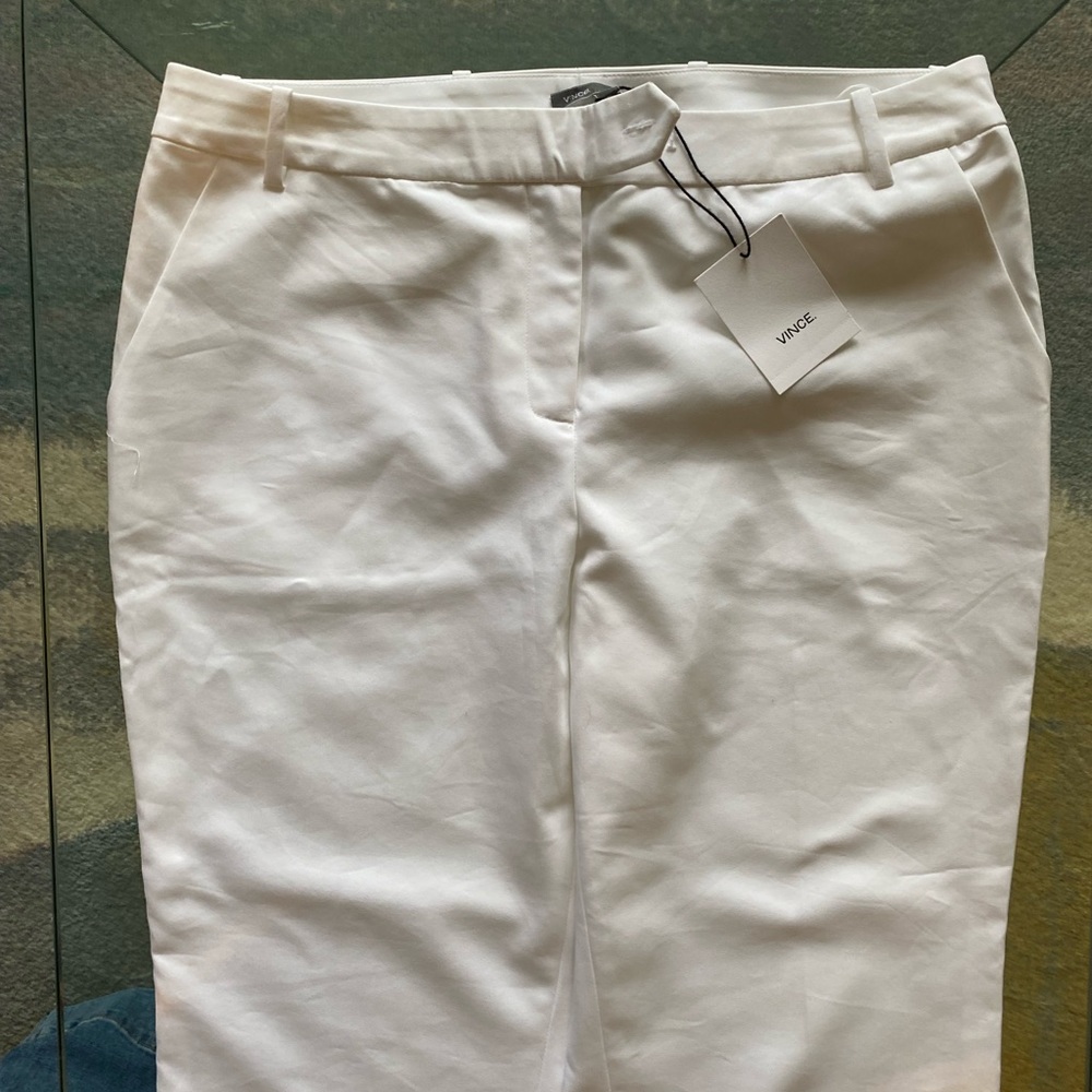 VINCE XL White Stretch Twill Boyfriend Trouser